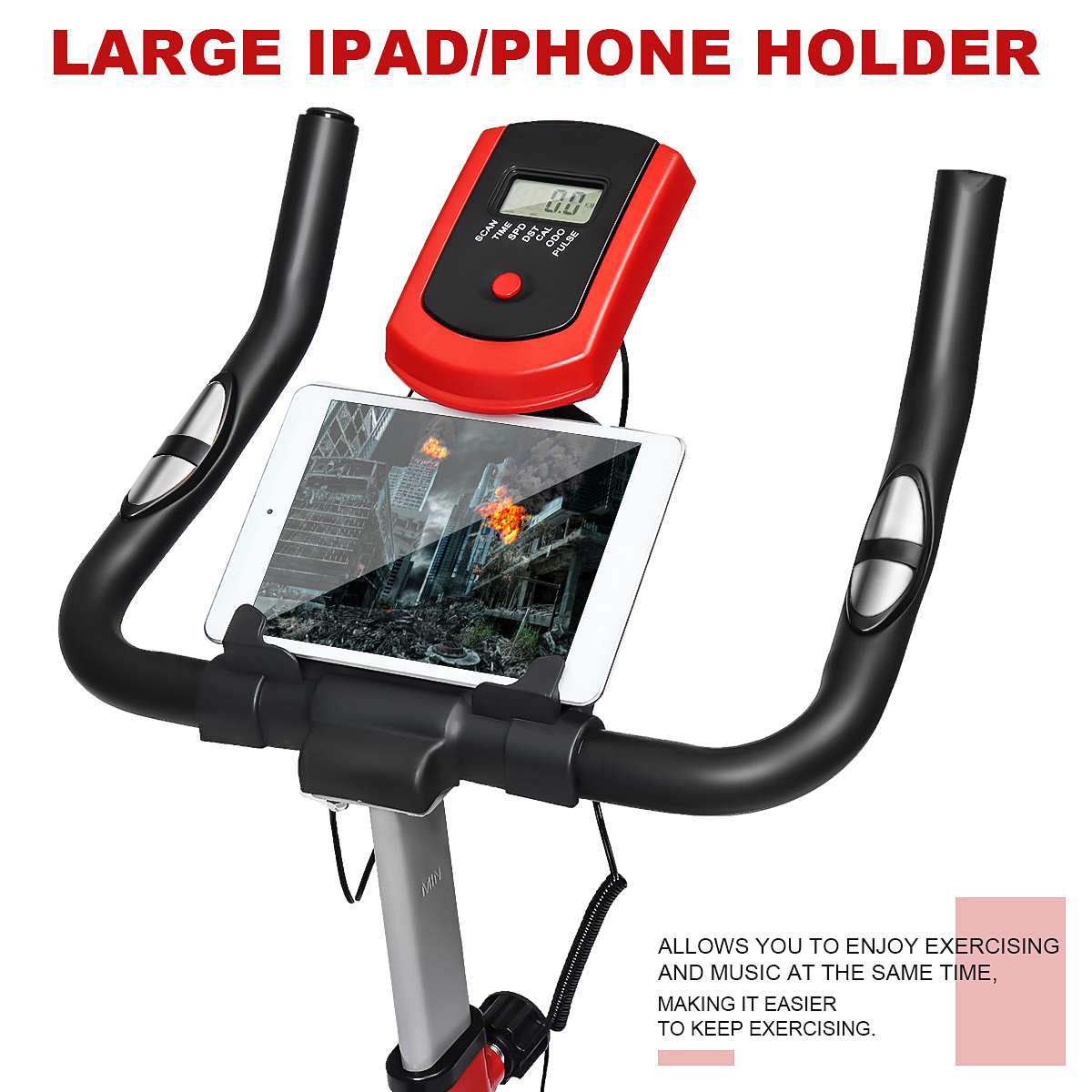 SmartSpinBike Μηχανικό Ποδήλατο Γυμναστικής με Δίσκο 4kg, Ρυθμιζόμενη Αντίσταση, Αισθητήρα Καρδιακών Παλμών, Οθόνη με Μέτρηση Θερμιδών, Απόστασης, Χρόνου, Ταχύτητας